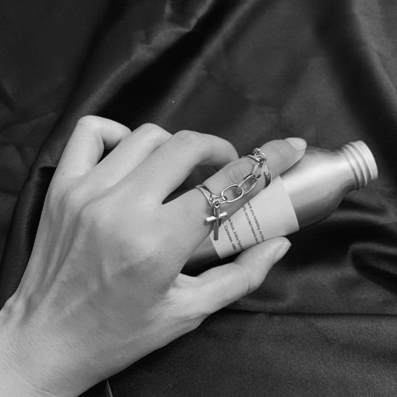 Siamese Chain Personality Exaggeration Ring Ring Jewelry Women