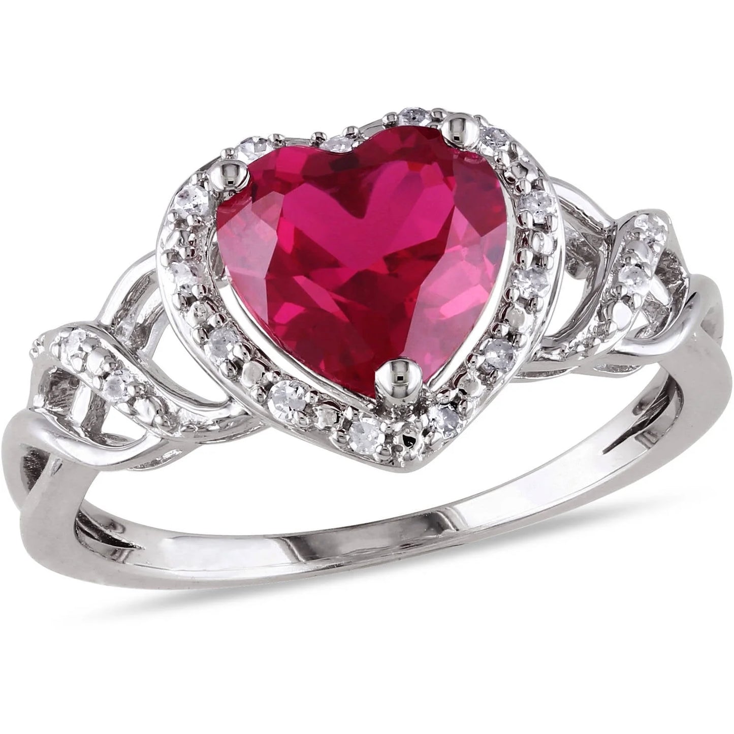 Women'S Created Ruby Sterling Silver Ring