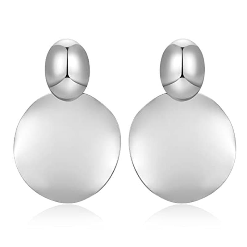 Big Disc Drop Earrings Gold Dangle Earrings round Hammered Earrings Women