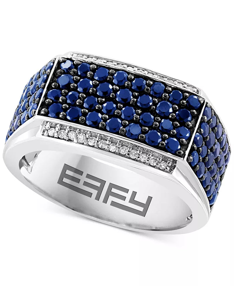 EFFY® Men'S Ruby (2-1/2 Ct. T.W.) & Diamond (1/10 Ct. T.W.) Ring in Sterling Silver