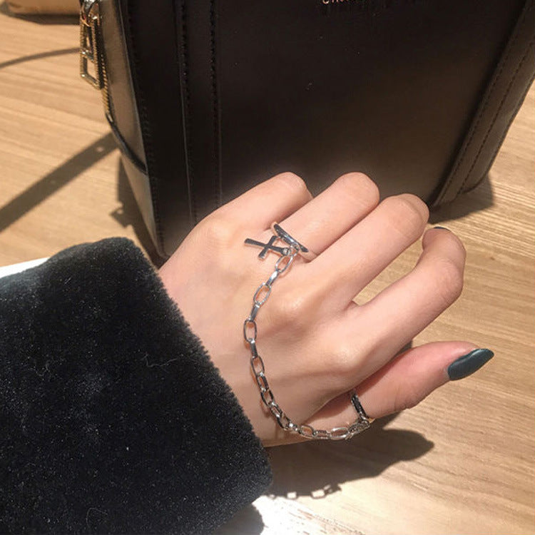 Siamese Chain Personality Exaggeration Ring Ring Jewelry Women