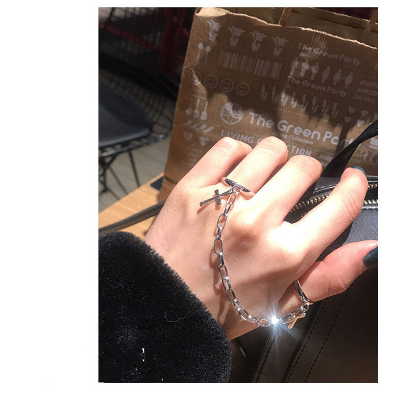 Siamese Chain Personality Exaggeration Ring Ring Jewelry Women