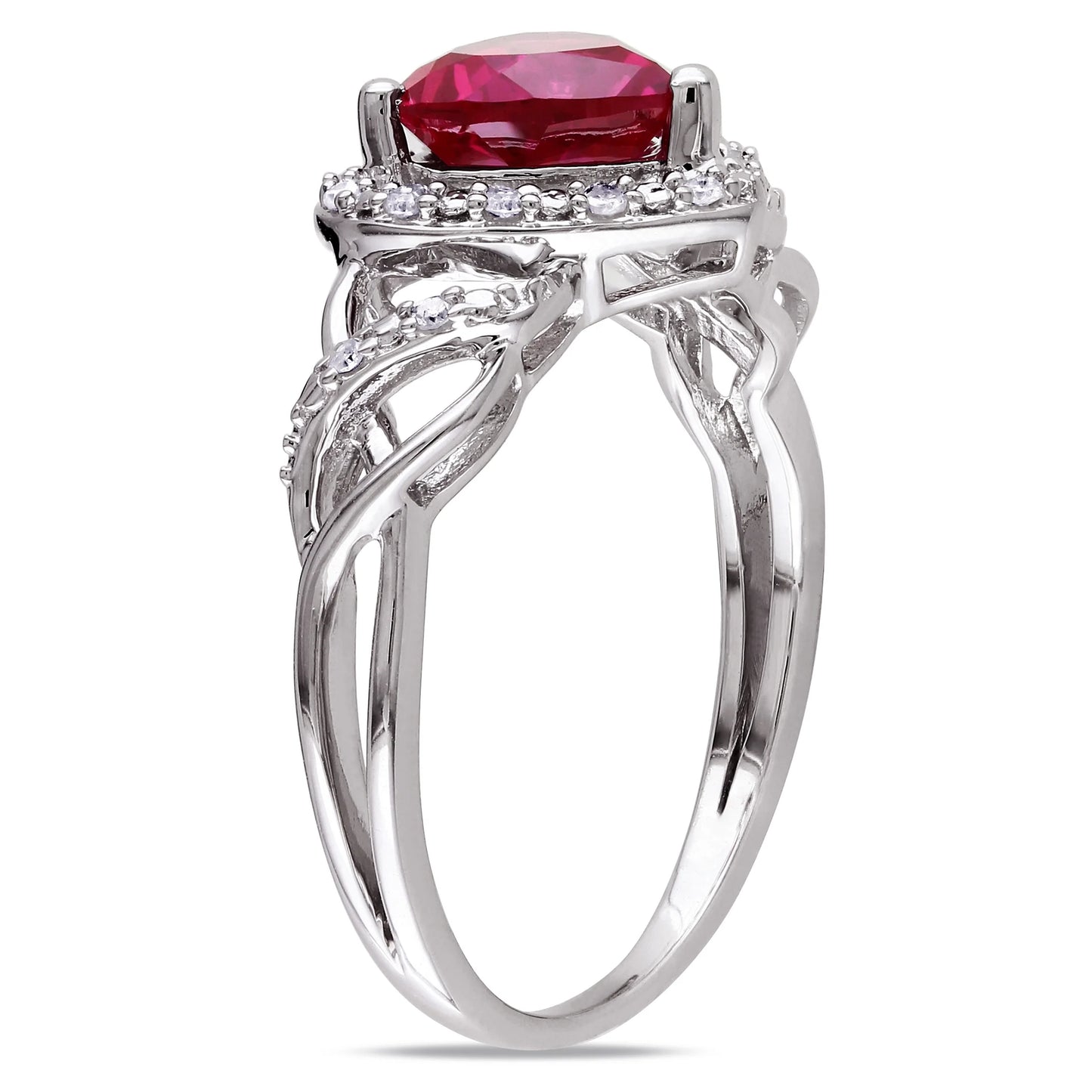 Women'S Created Ruby Sterling Silver Ring