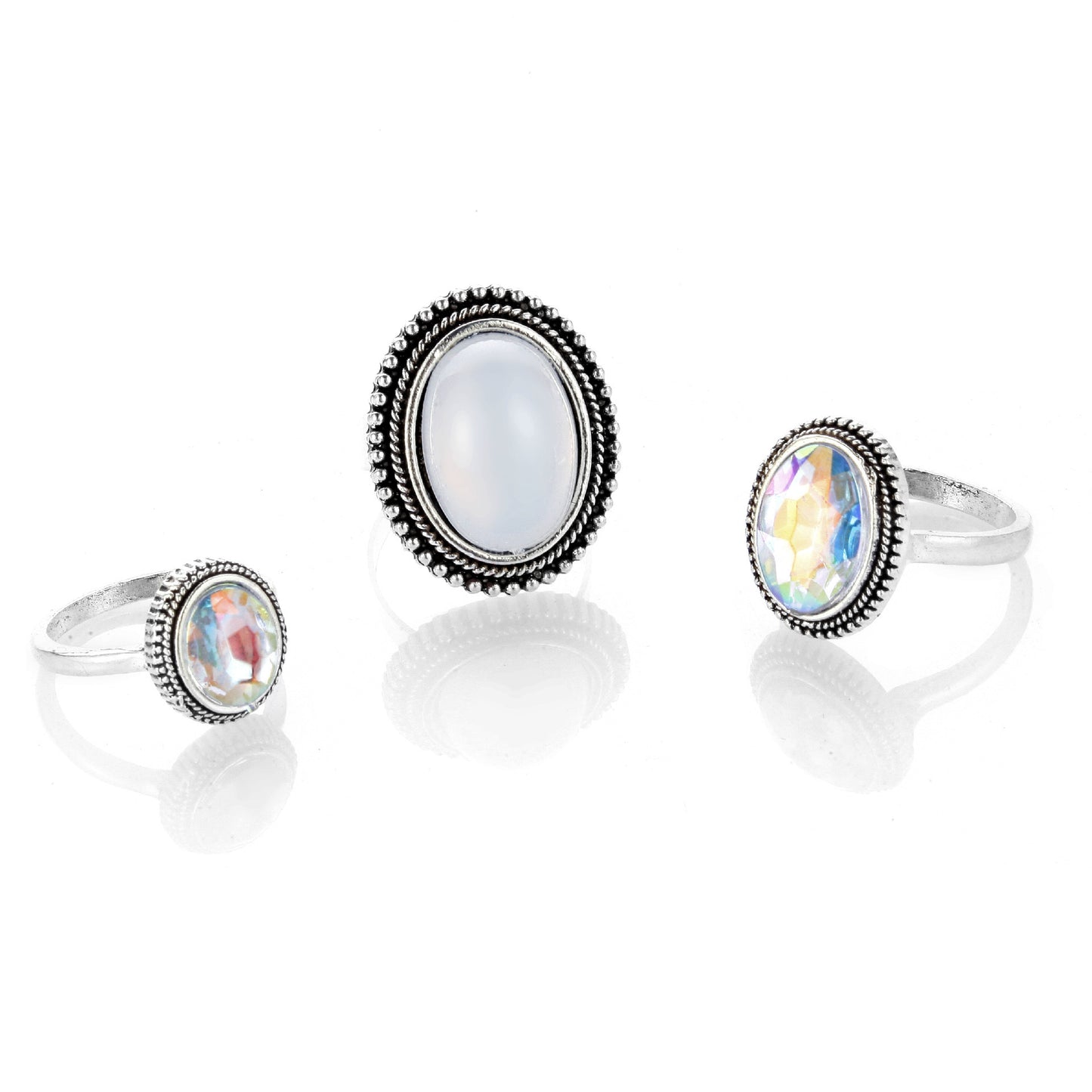 Ladies' alloy ring set with precious stones
