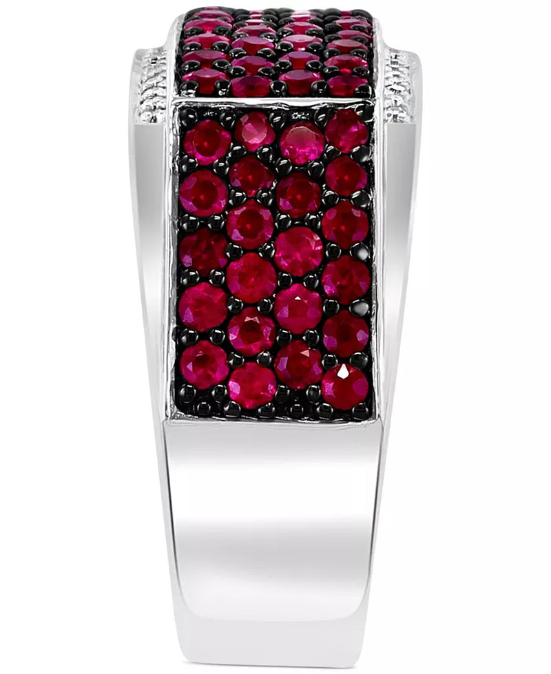 EFFY® Men'S Ruby (2-1/2 Ct. T.W.) & Diamond (1/10 Ct. T.W.) Ring in Sterling Silver
