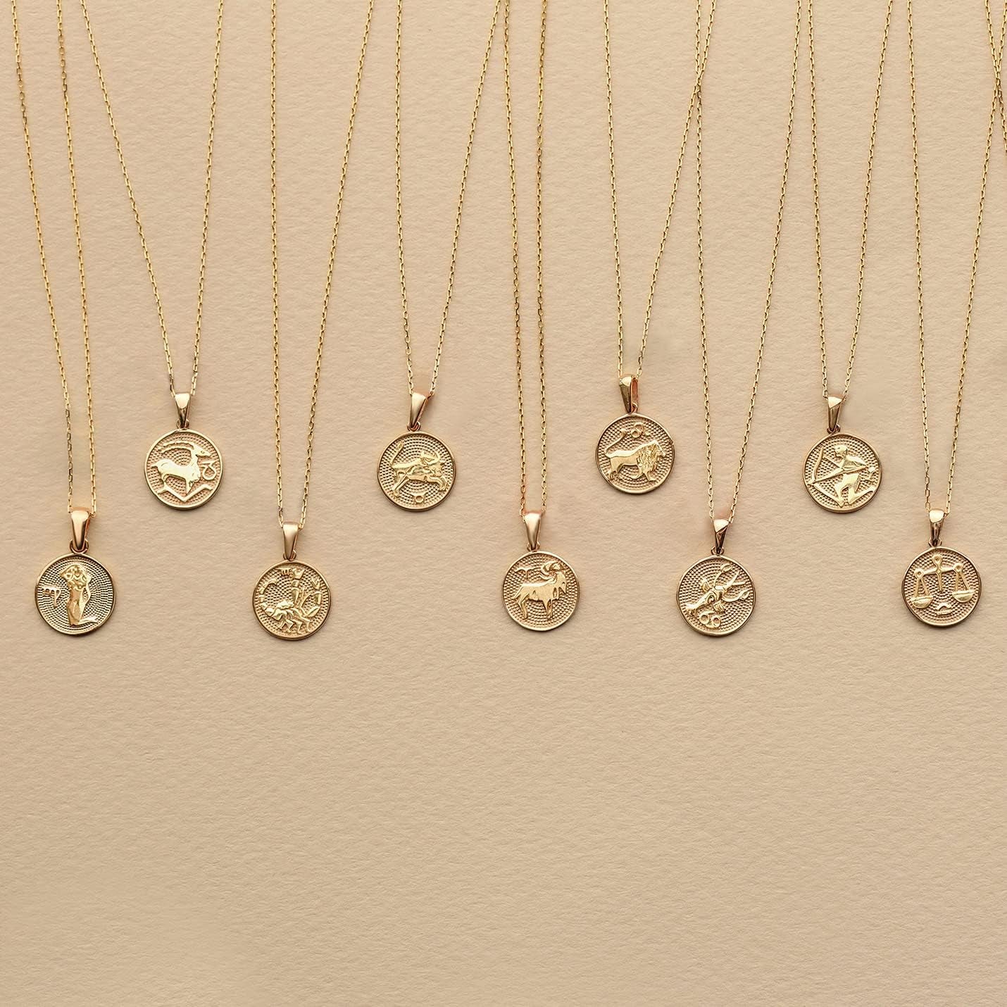 Women's 14K Solid Gold Zodiac Sign Necklace