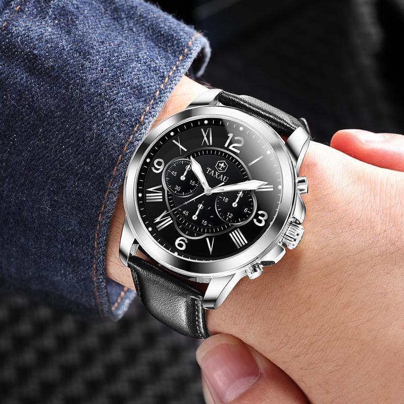 TAXAU Classic Men'S Watches,Brown Leather Watches for Men,Date Casual Analog Men'S Watches,Black Men'S Leather Watches,Dresses Big Face Quartz Fashion Waterproof Men'S Watches