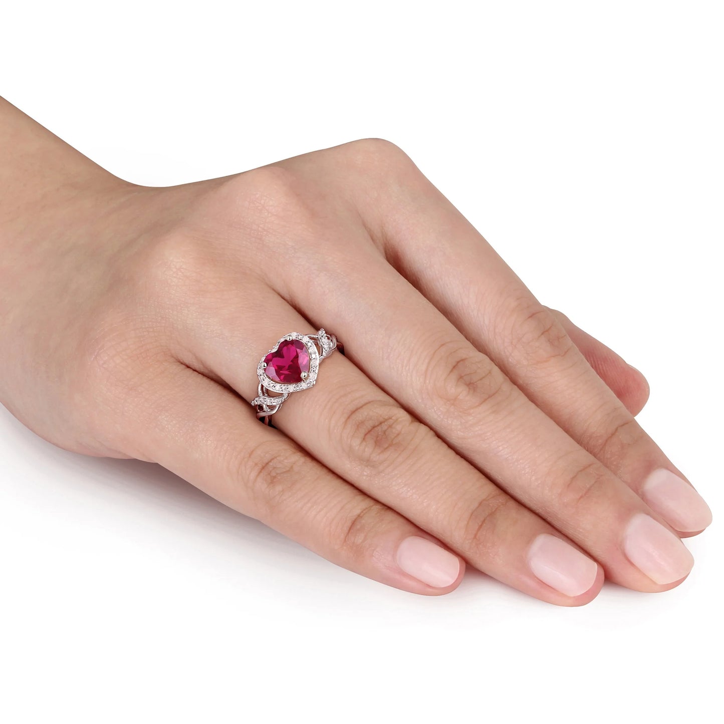 Women'S Created Ruby Sterling Silver Ring