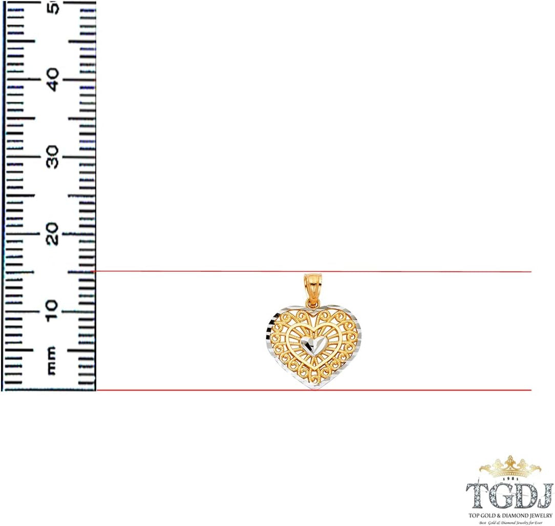 14K Two-Tone Gold Heart-Shaped Charm Pendant