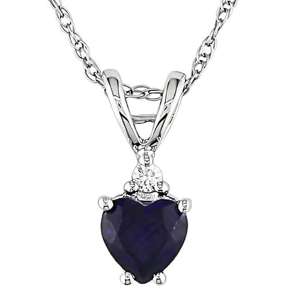 Women'S Created Sapphire 10K White Gold Necklace