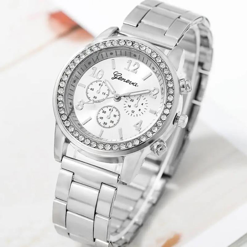 Silver 5Pc Jewelry & Watch Set, Perfect for Any Occasion