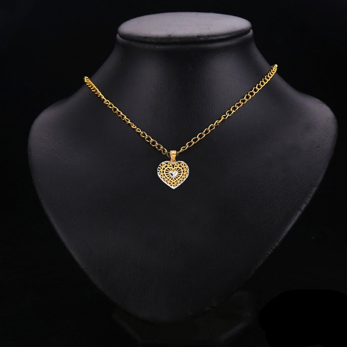 14K Two-Tone Gold Heart-Shaped Charm Pendant