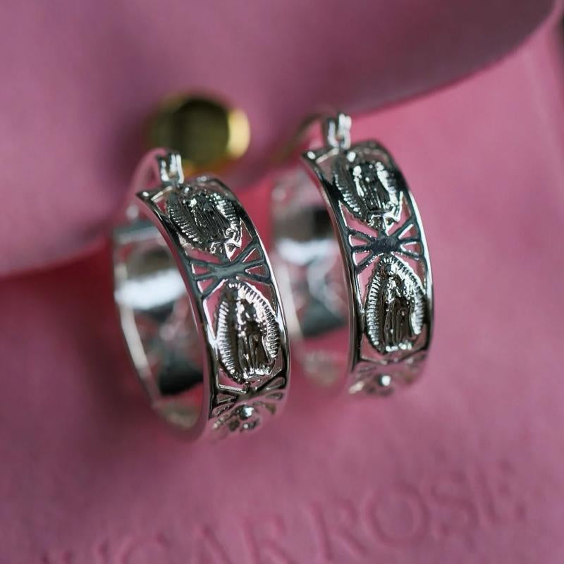 Virgin Mary Guadalupe Hoop Earrings