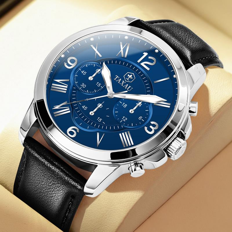TAXAU Classic Men'S Watches,Brown Leather Watches for Men,Date Casual Analog Men'S Watches,Black Men'S Leather Watches,Dresses Big Face Quartz Fashion Waterproof Men'S Watches