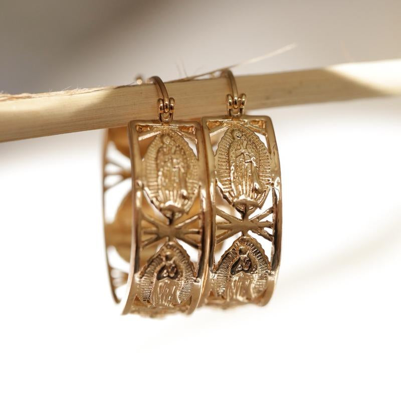 Virgin Mary Guadalupe Hoop Earrings