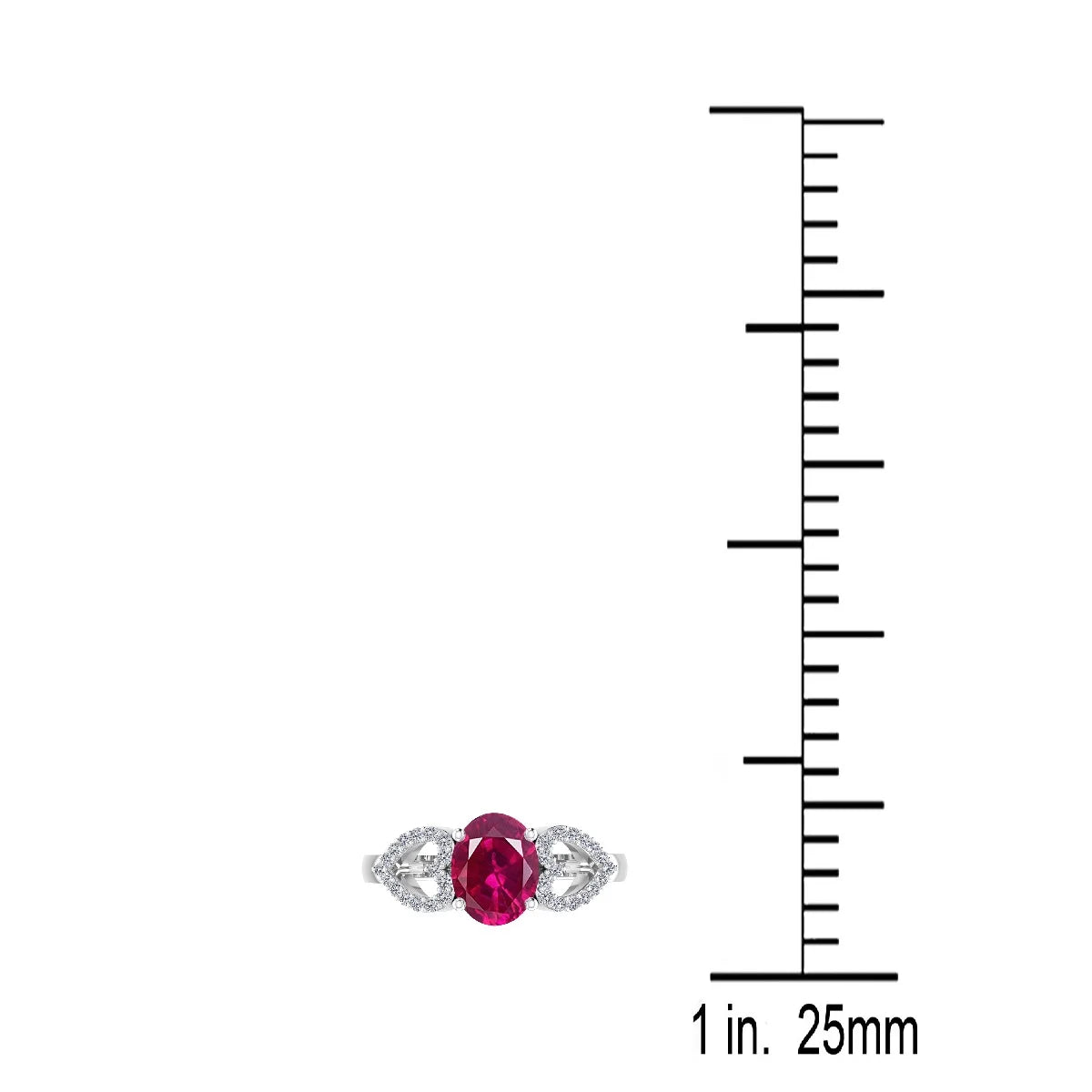 1.40 Carat Ruby & Heart Shape Diamond Gemstone Ring in 14K White Gold