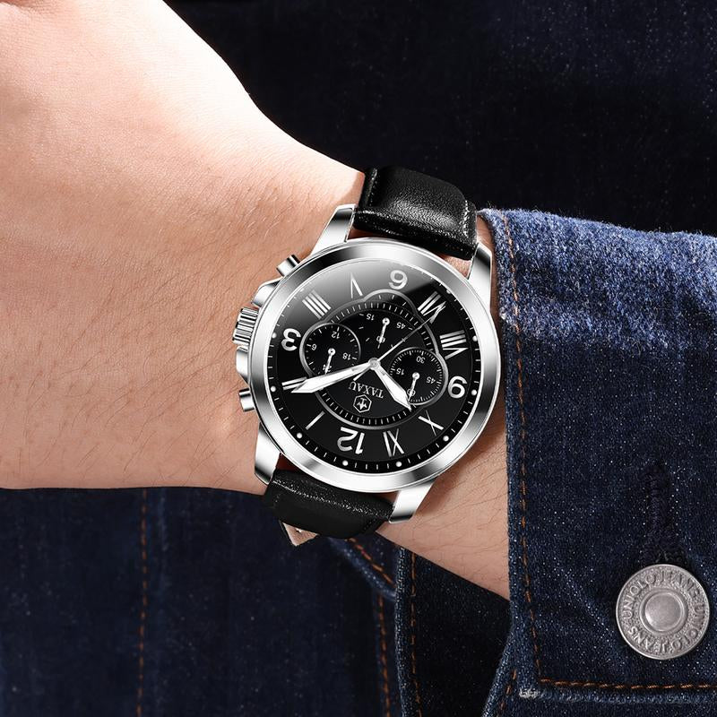 TAXAU Classic Men'S Watches,Brown Leather Watches for Men,Date Casual Analog Men'S Watches,Black Men'S Leather Watches,Dresses Big Face Quartz Fashion Waterproof Men'S Watches