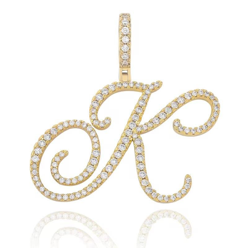 Nova Rose Custom Script Initial Necklace - Personalized Initial Necklace Pendant Jewelry