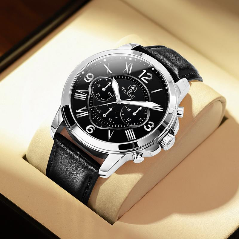TAXAU Classic Men'S Watches,Brown Leather Watches for Men,Date Casual Analog Men'S Watches,Black Men'S Leather Watches,Dresses Big Face Quartz Fashion Waterproof Men'S Watches