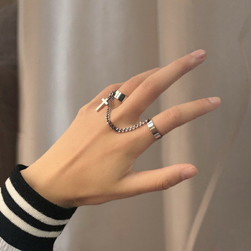 Siamese Chain Personality Exaggeration Ring Ring Jewelry Women