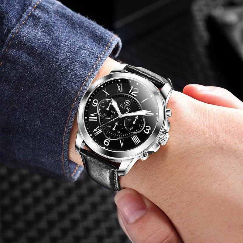 TAXAU Classic Men'S Watches,Brown Leather Watches for Men,Date Casual Analog Men'S Watches,Black Men'S Leather Watches,Dresses Big Face Quartz Fashion Waterproof Men'S Watches