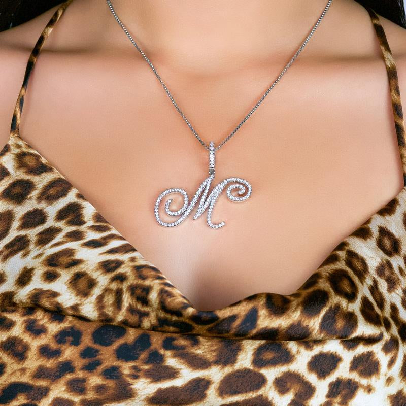 Nova Rose Custom Script Initial Necklace - Personalized Initial Necklace Pendant Jewelry