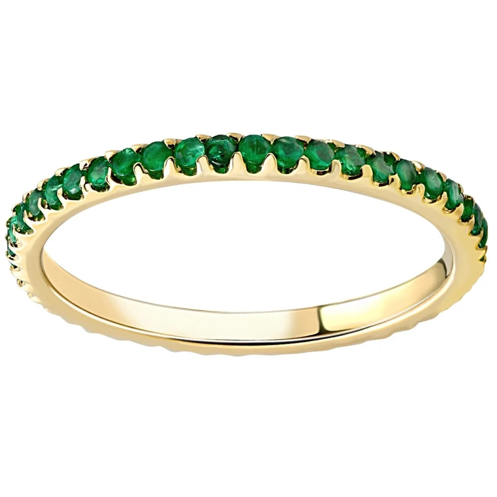 Pompeii 1/2Ct Emerald Eternity Ring Anniversary Band 10K Yellow Gold (,)