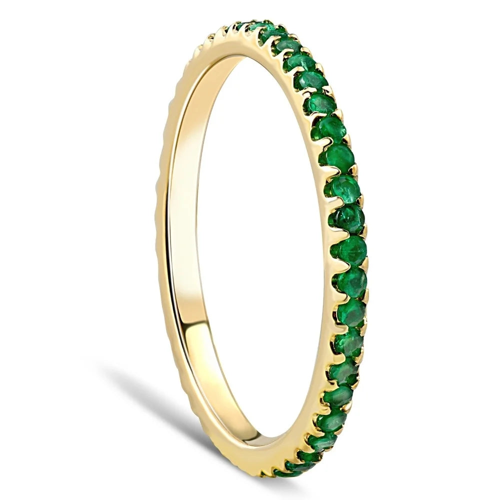 Pompeii 1/2Ct Emerald Eternity Ring Anniversary Band 10K Yellow Gold (,)