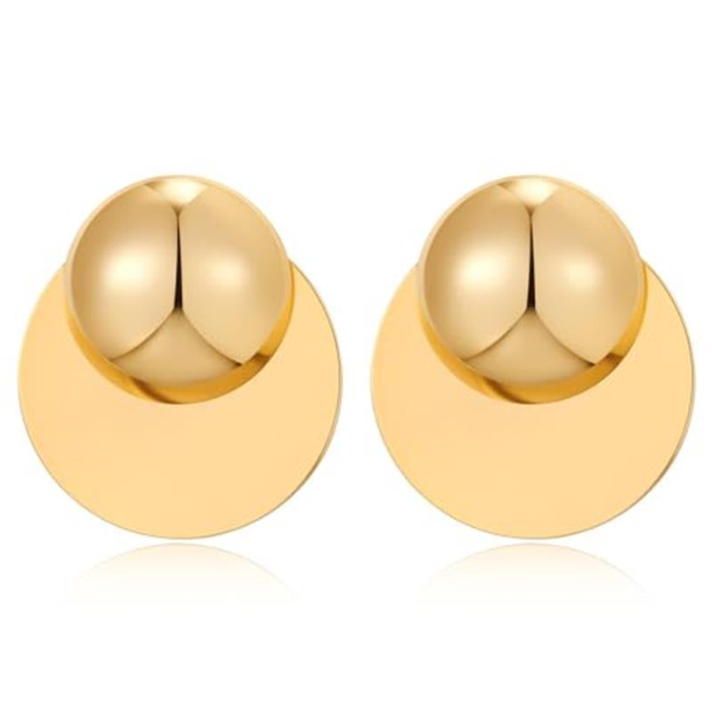 Big Disc Drop Earrings Gold Dangle Earrings round Hammered Earrings Women