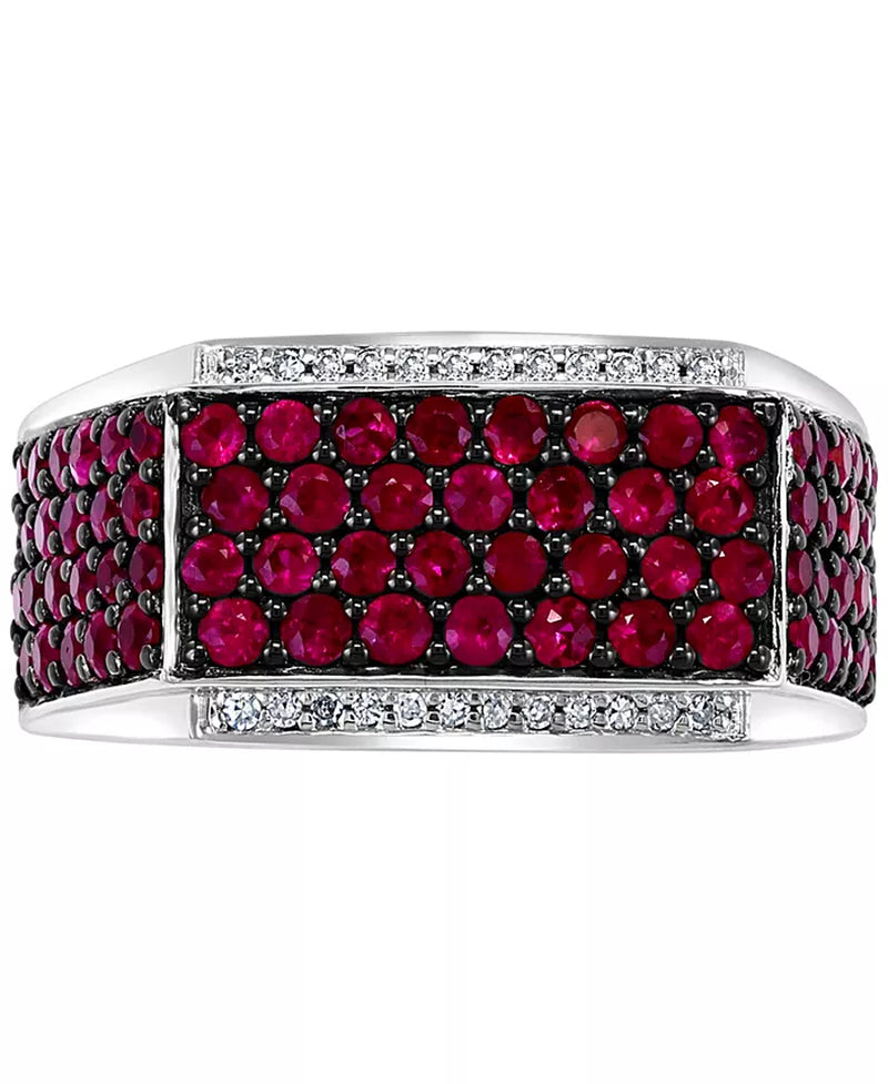 EFFY® Men'S Ruby (2-1/2 Ct. T.W.) & Diamond (1/10 Ct. T.W.) Ring in Sterling Silver