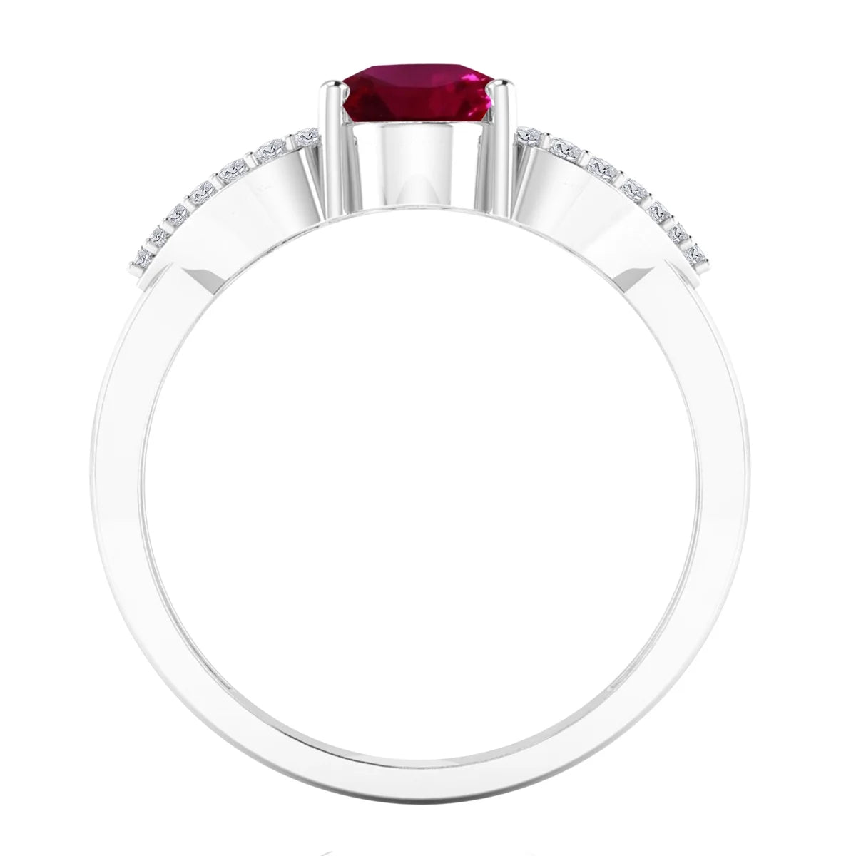 1.40 Carat Ruby & Heart Shape Diamond Gemstone Ring in 14K White Gold