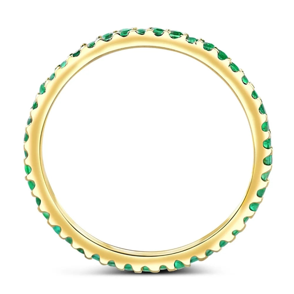 Pompeii 1/2Ct Emerald Eternity Ring Anniversary Band 10K Yellow Gold (,)