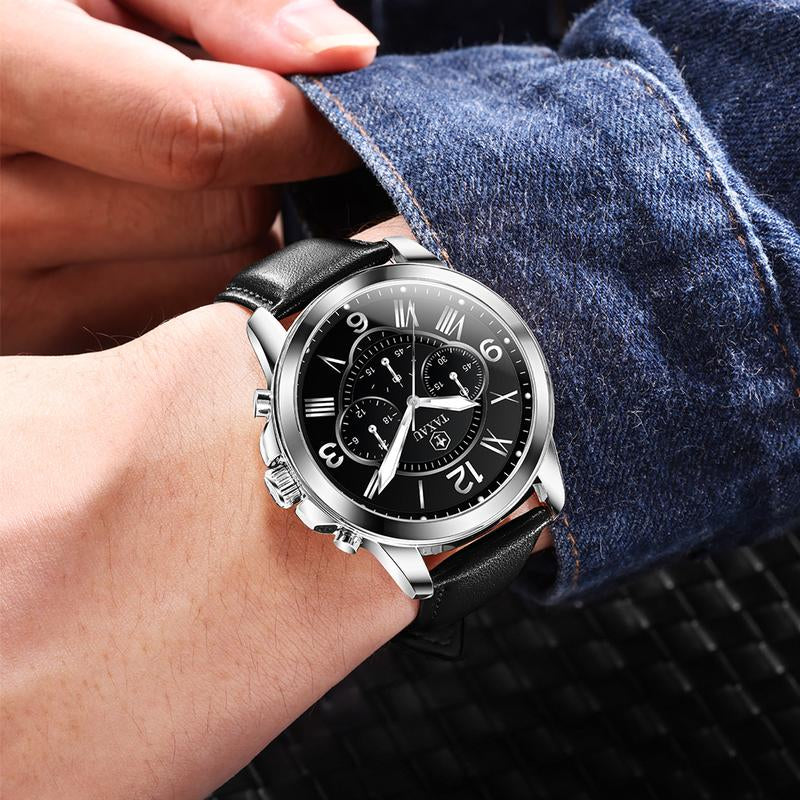 TAXAU Classic Men'S Watches,Brown Leather Watches for Men,Date Casual Analog Men'S Watches,Black Men'S Leather Watches,Dresses Big Face Quartz Fashion Waterproof Men'S Watches