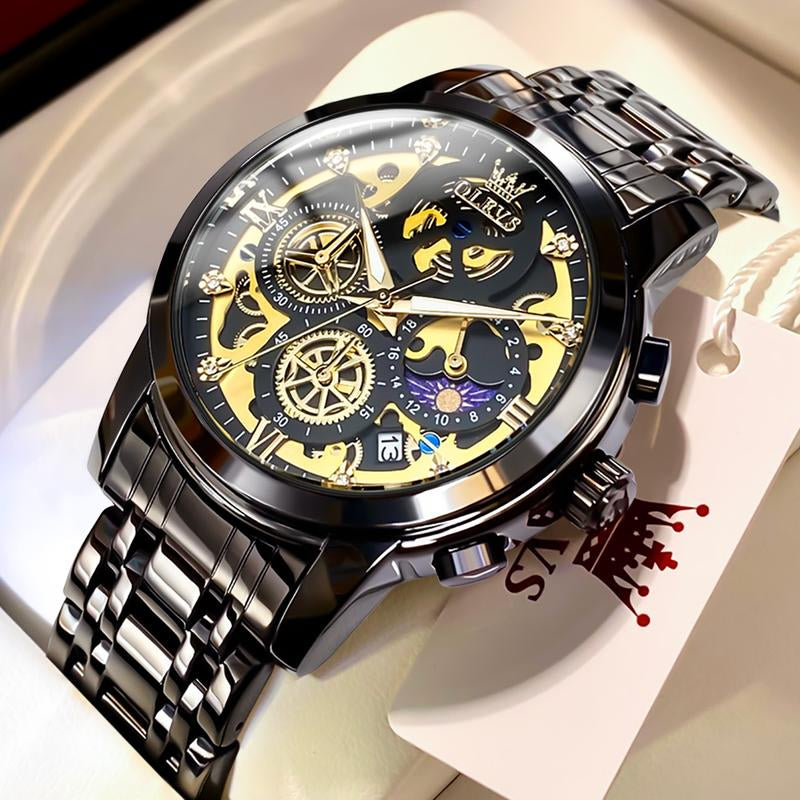 TAXAU Men'S Watch Luxury Business Dress Analog Quartz Stainless Steel Waterproof Luminous Men'S Large Dial Casual Two Tone Wristwatch with Day Date Calendar