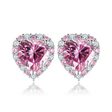 Pink Heart Moissanite Necklace Earring Set 2Ct GRA Certificate Passed Diamond Test Women Jewelry Gift S925 Silver
