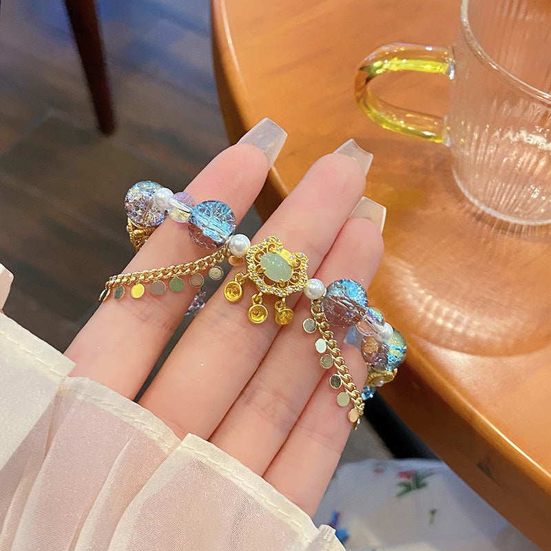 Super Fairy Sweet Princess Style Glass Cracked Cystal Safety Lock Bracelet