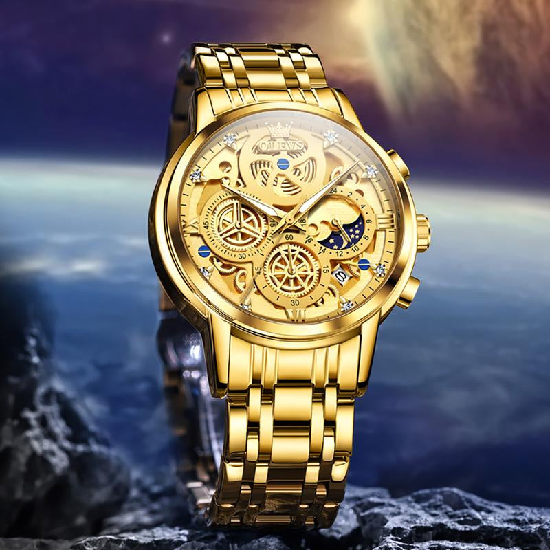 TAXAU Men'S Watch Luxury Business Dress Analog Quartz Stainless Steel Waterproof Luminous Men'S Large Dial Casual Two Tone Wristwatch with Day Date Calendar