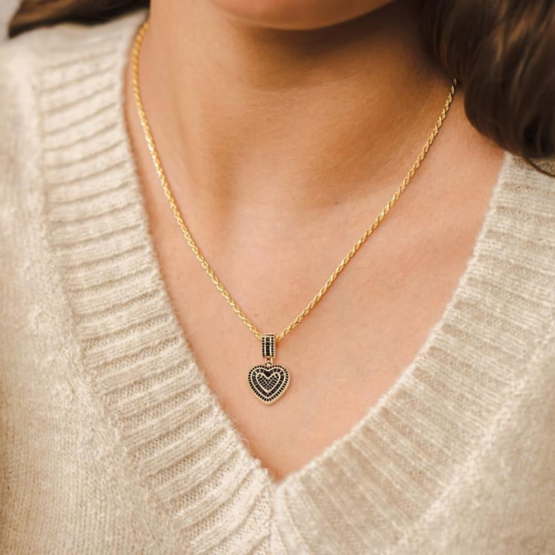 Peregrinax Hip Hop Heart Necklace for Women, Cubic Diamond Heart Pendant Necklace with 14K Gold Plated Heart Charm Chains Birthday Gifts for Women
