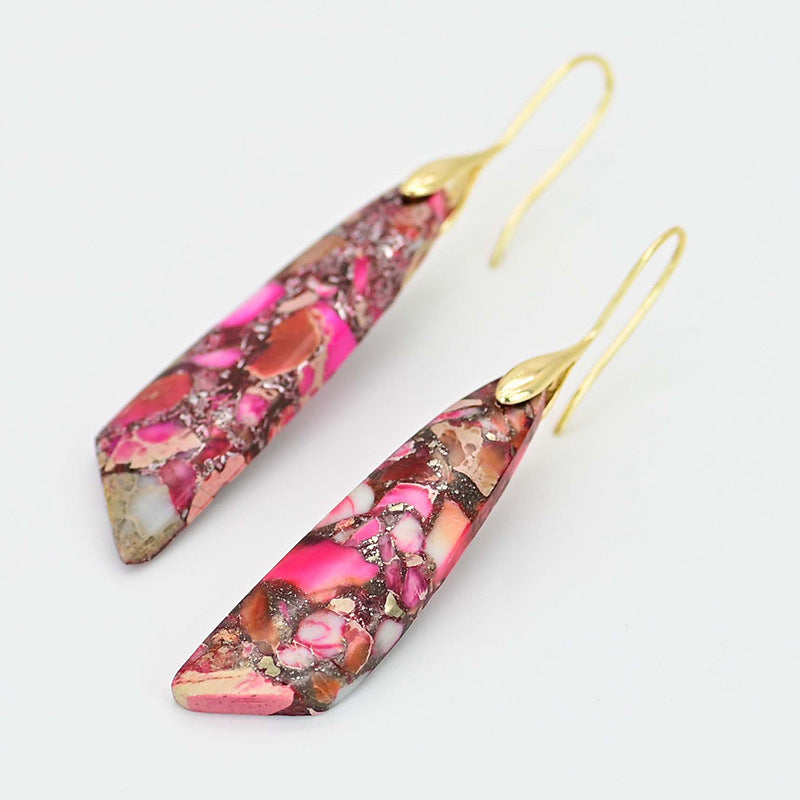Antique Red Regalite Stones Hook Earrings