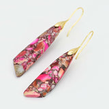 Antique Red Regalite Stones Hook Earrings