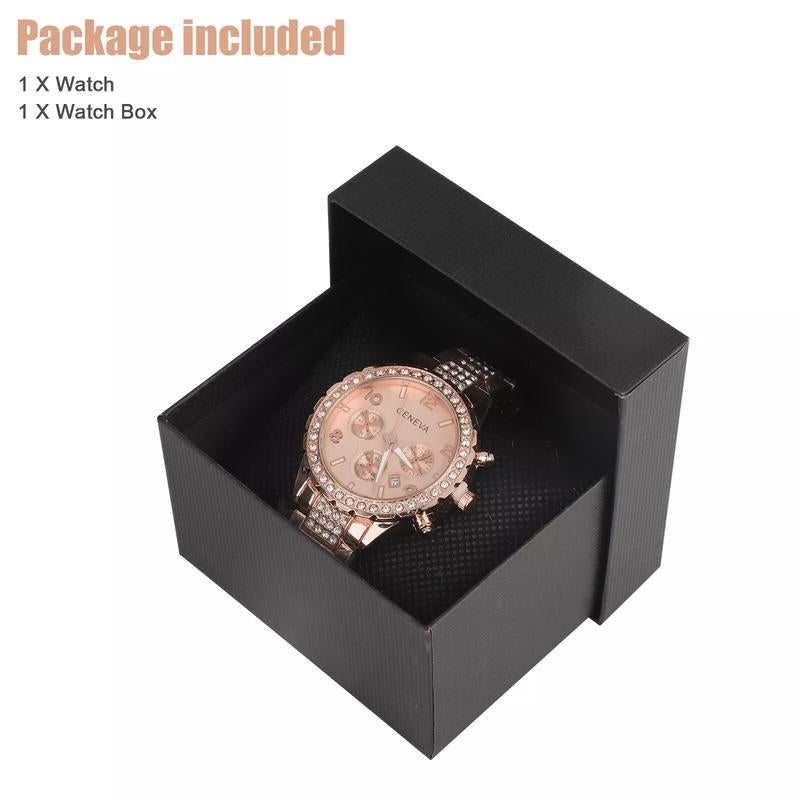 Waterproof Women Luxury Classic Stainless Steel Crystal Quartz round Wrist Watch