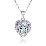 Pink Heart Moissanite Necklace Earring Set 2Ct GRA Certificate Passed Diamond Test Women Jewelry Gift S925 Silver