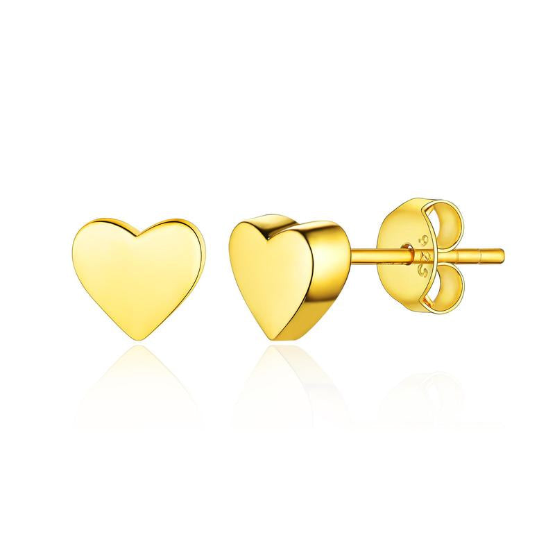 Chicsilver Dainty Heart Plain Simple Daily High Polished Hypoallergenic 925 Sterling Silver Stud Earrings for Women