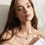 18K White Gold Plated 925 Sterling Silver Shaking CZ Diamond Pendant Necklace for Women with 5A+ Cubic Zirconia, Chain 18Inch