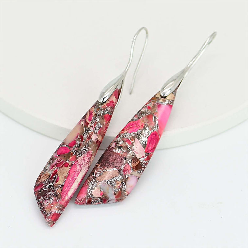 Antique Red Regalite Stones Hook Earrings