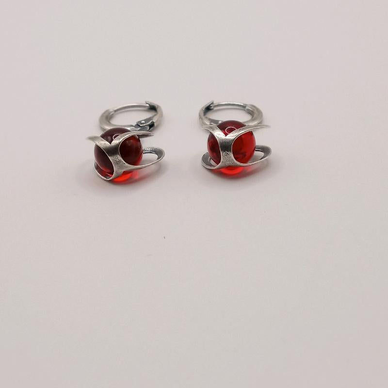 Red Heart Silver Sterling Handcrafted Earrings