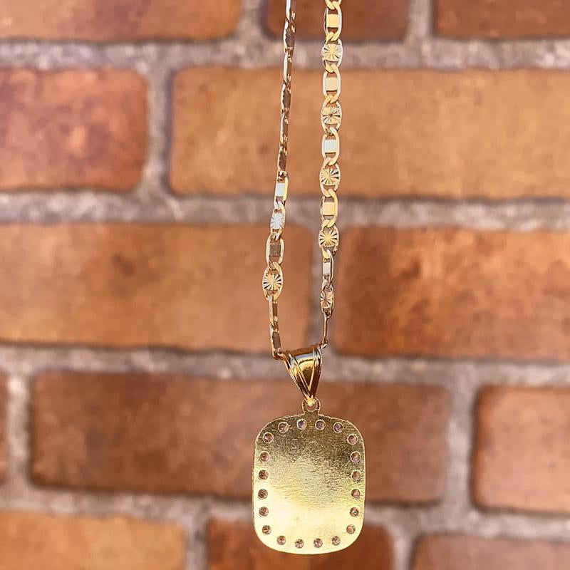 Square Guadalupe Necklace for Womens Mens Figaro Chain Female Male Anniversary Birthday Catholics Gifts for Her