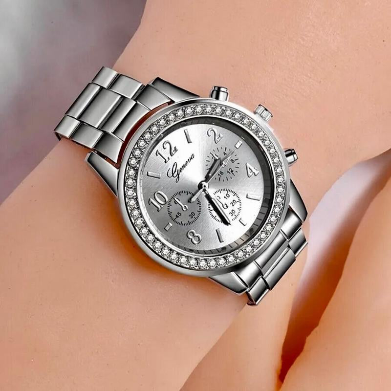 Silver 5Pc Jewelry & Watch Set, Perfect for Any Occasion