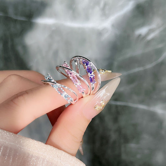 Star River Track Cross Surrounding Personality Simple Opening Ring