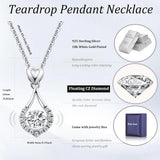 18K White Gold Plated 925 Sterling Silver Shaking CZ Diamond Pendant Necklace for Women with 5A+ Cubic Zirconia, Chain 18Inch